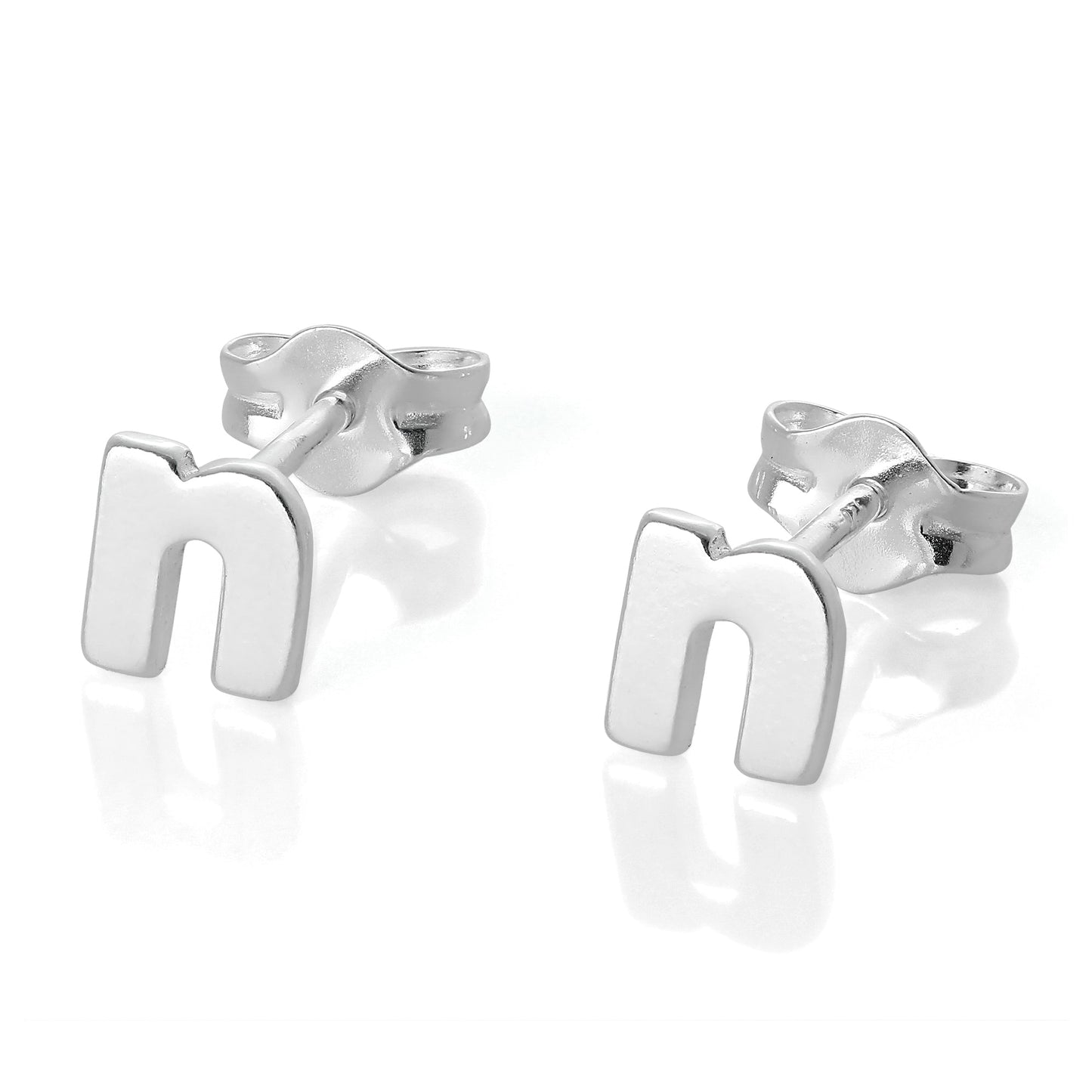 Boucles d'oreilles à tige en argent sterling avec lettres de l'alphabet