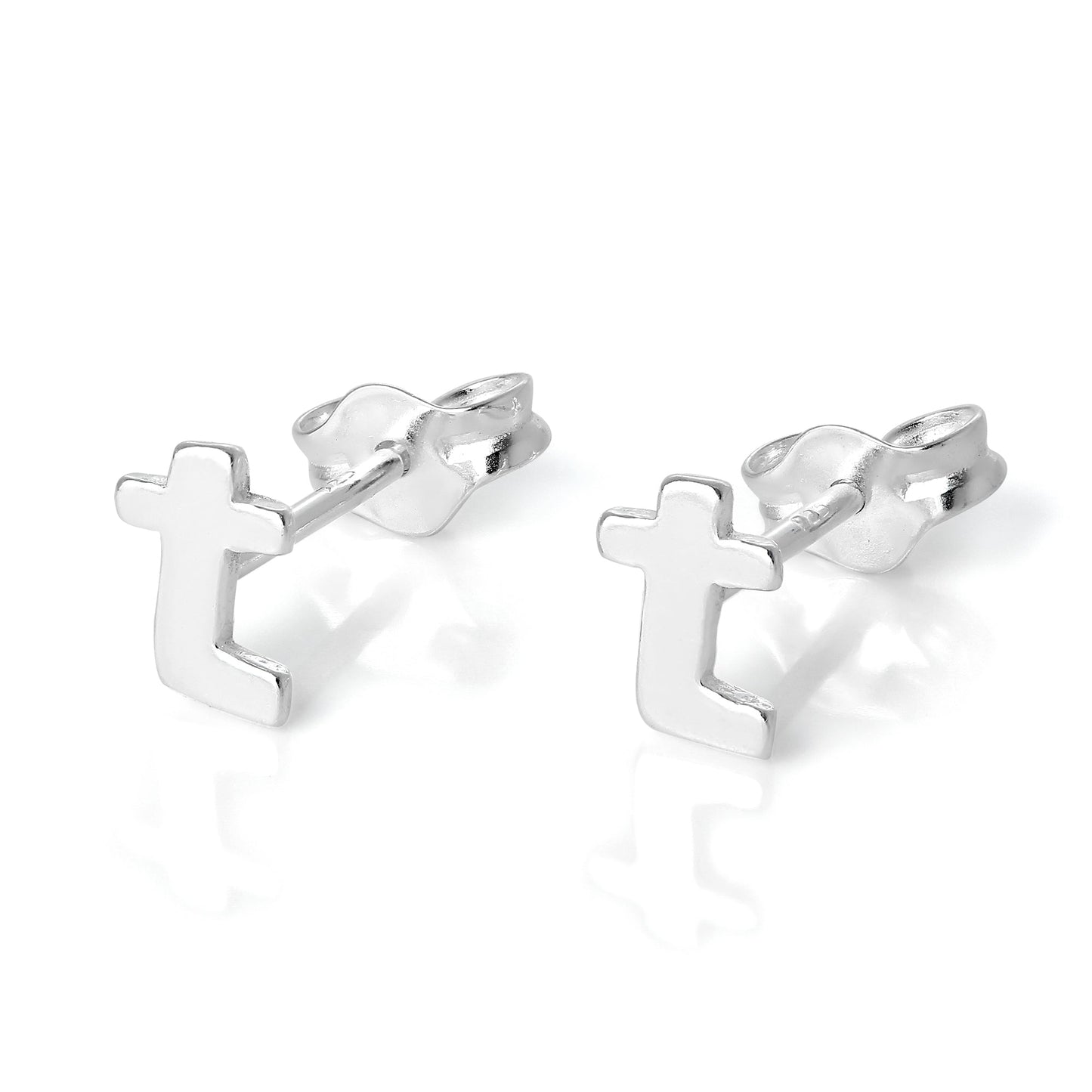 Boucles d'oreilles à tige en argent sterling avec lettres de l'alphabet