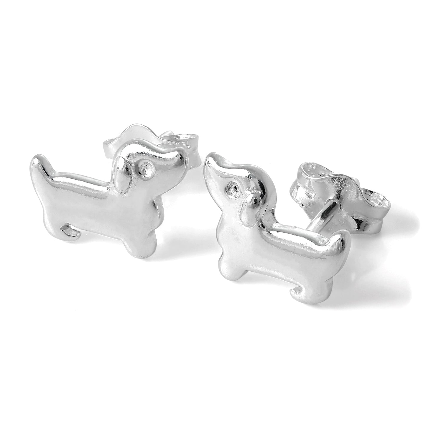 Boucles d'oreilles à tige en argent sterling en forme de teckel