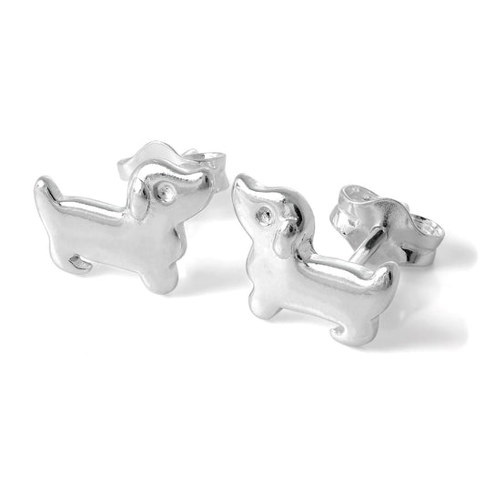 Boucles d'oreilles à tige en argent sterling en forme de teckel