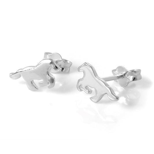 Petites boucles d'oreilles à tige en argent sterling en forme de cheval au galop