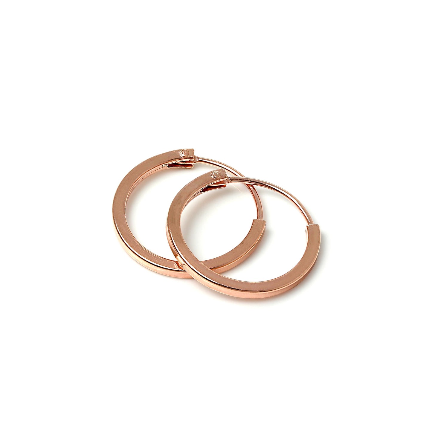 Boucles d'oreilles créoles carrées en argent sterling or rose de 1 mm (12 mm à 40 mm)