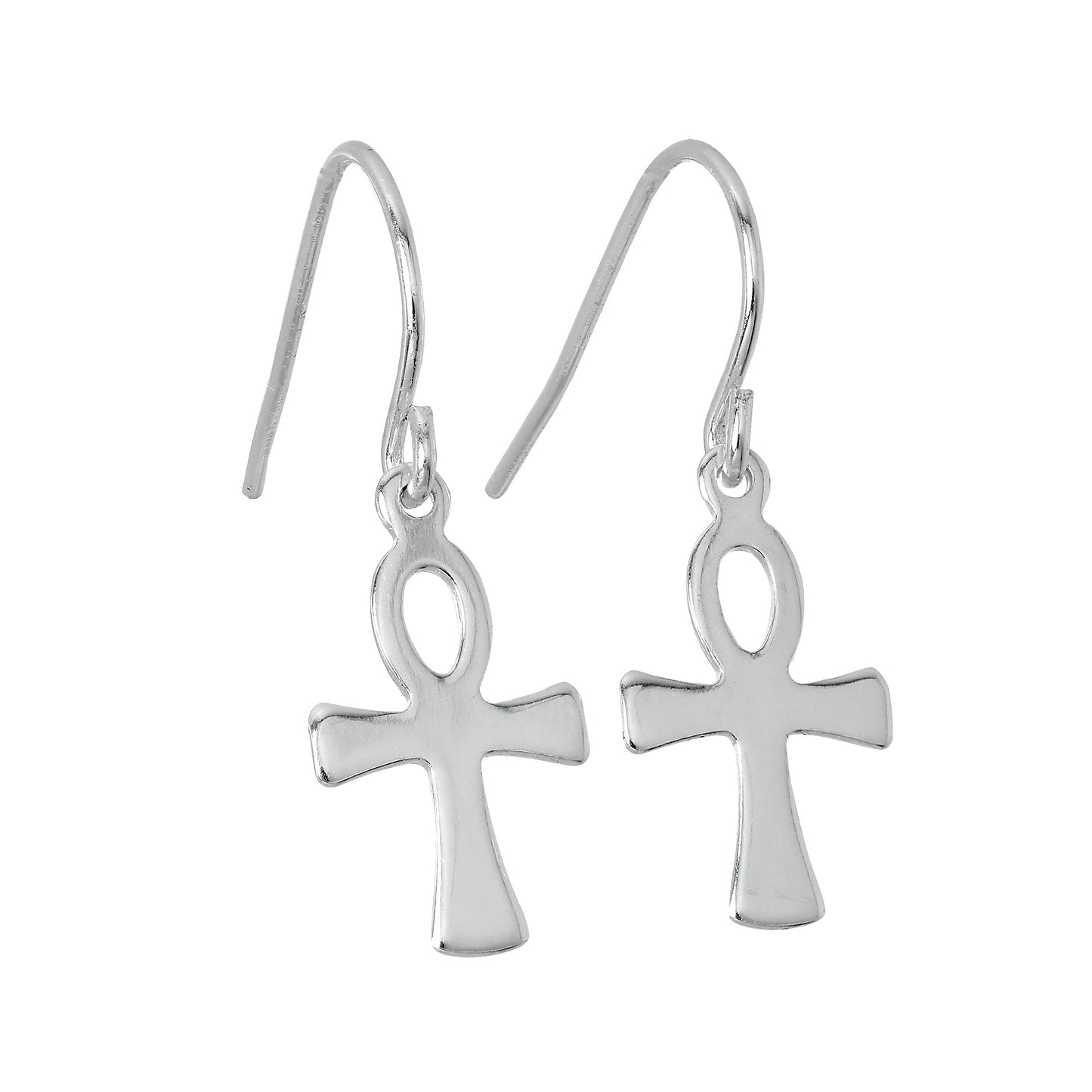 Boucles d'oreilles pendantes Ankh en argent sterling