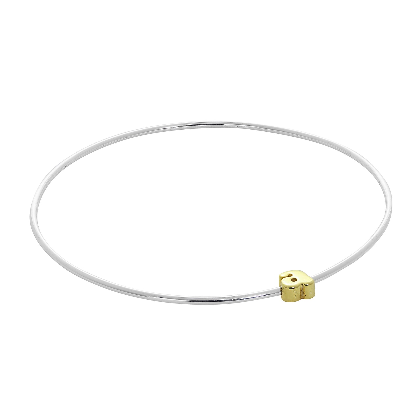 Bracelet jonc empilable en argent sterling léger avec perles de lettres A à Z