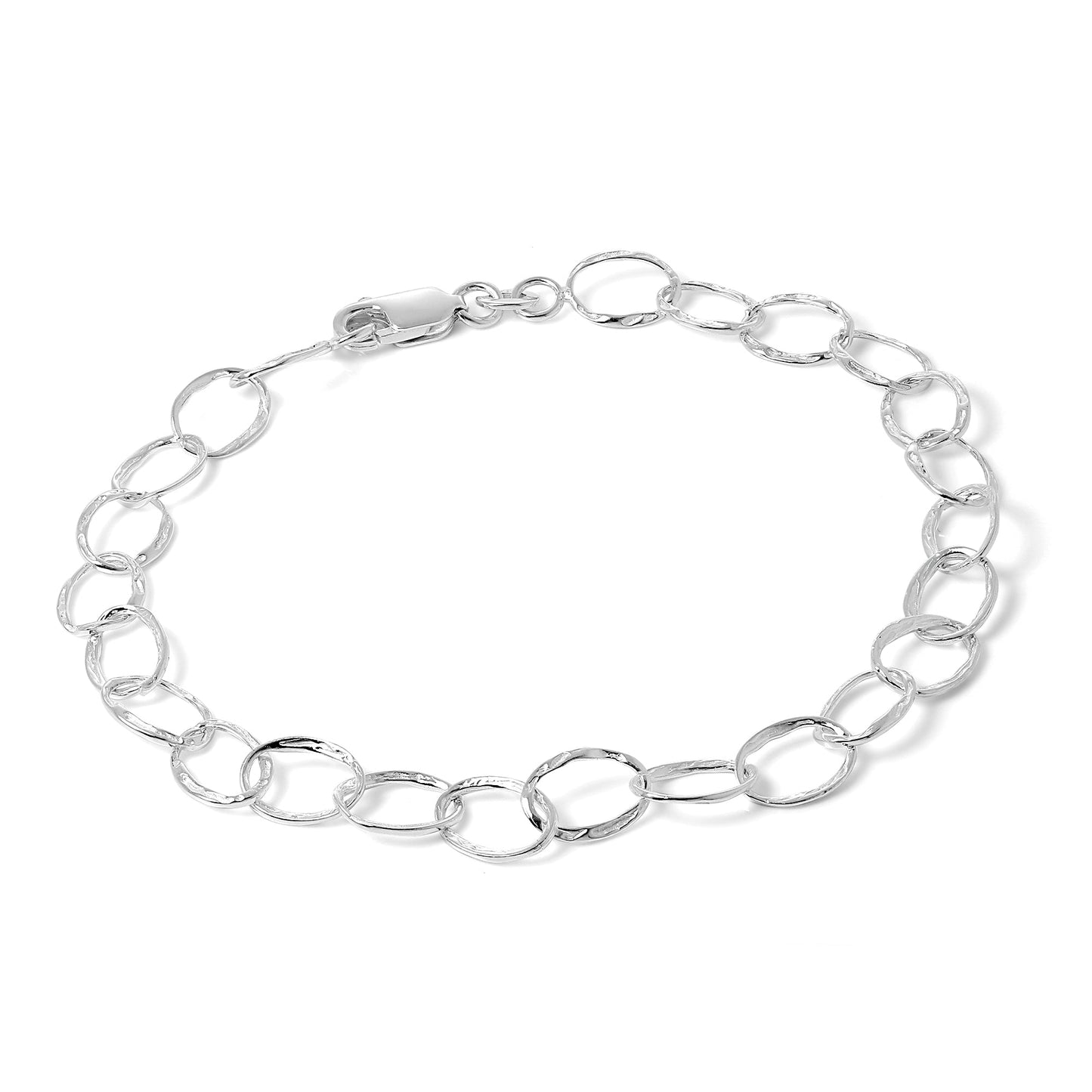 Grand bracelet à breloques ovale en argent sterling léger de 15 à 20 cm