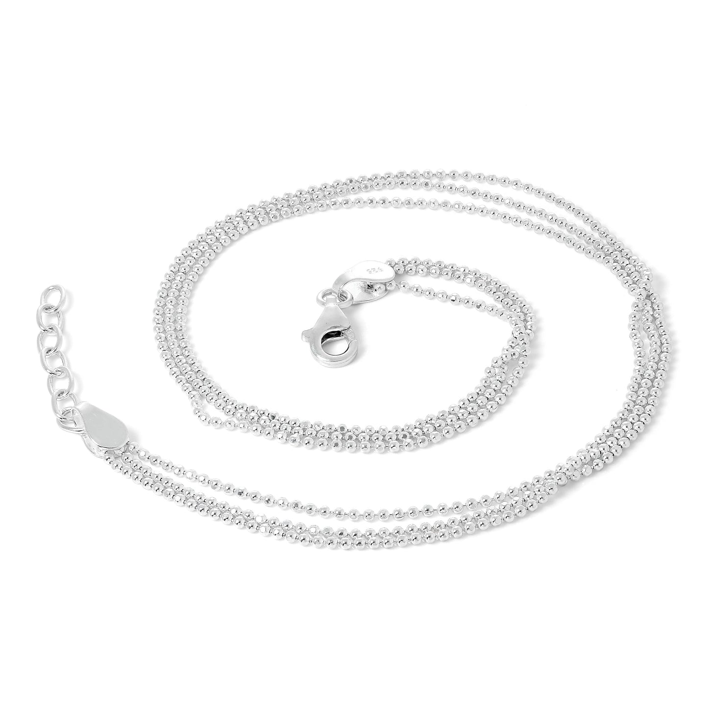 Chaîne de cheville simple en argent sterling avec triples perles de 1 mm
