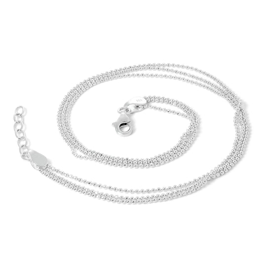 Chaîne de cheville simple en argent sterling avec triples perles de 1 mm