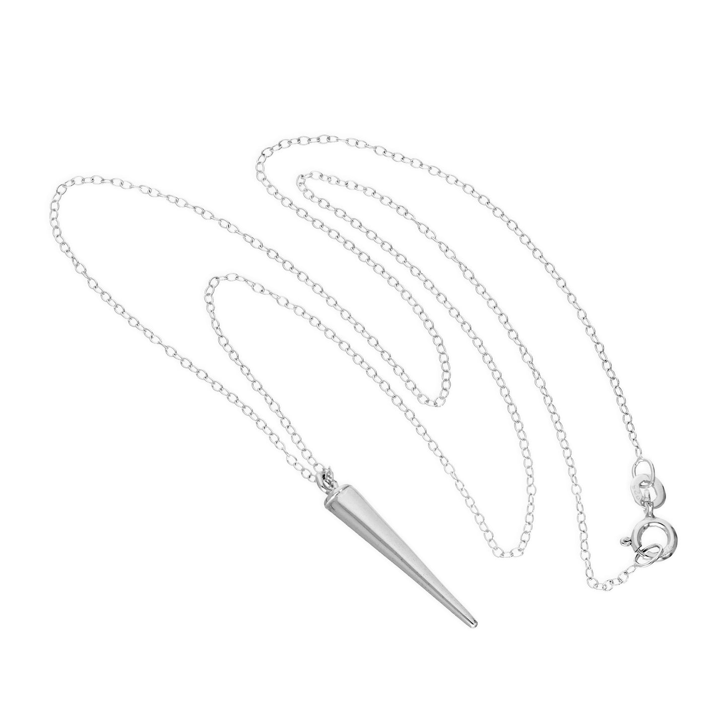 Collier avec pendentif en forme de cône et chaîne fine et légère en argent sterling
