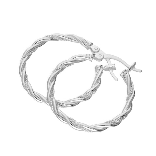 Boucles d'oreilles créoles torsadées en argent sterling