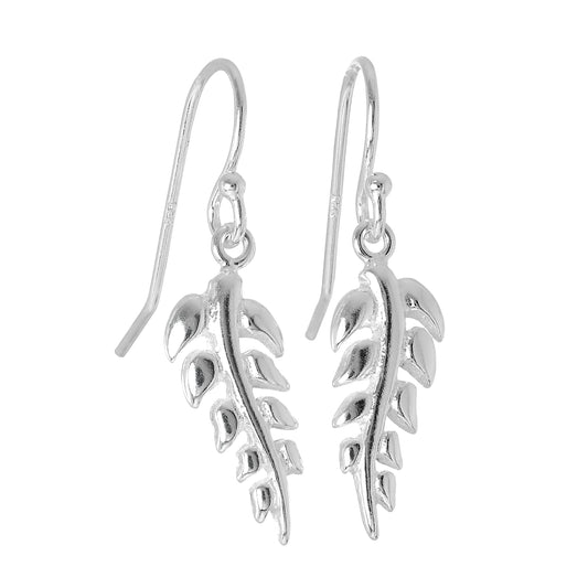 Boucles d'oreilles pendantes en argent sterling en forme de feuille