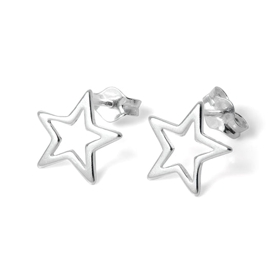 Boucles d'oreilles à tige en argent sterling avec étoile ouverte