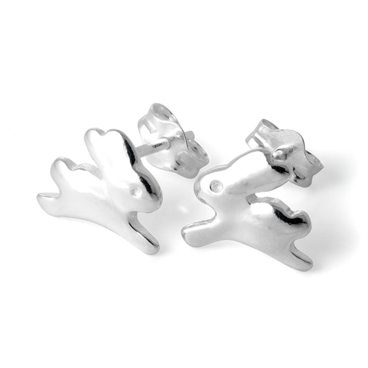 Boucles d'oreilles à tige en argent sterling en forme de lapin sauteur