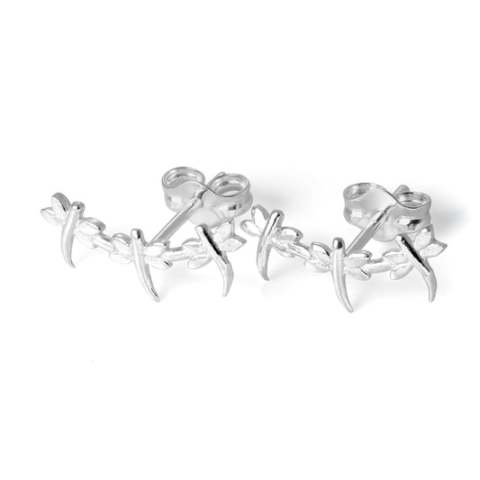Petites boucles d'oreilles à triple libellule en argent sterling