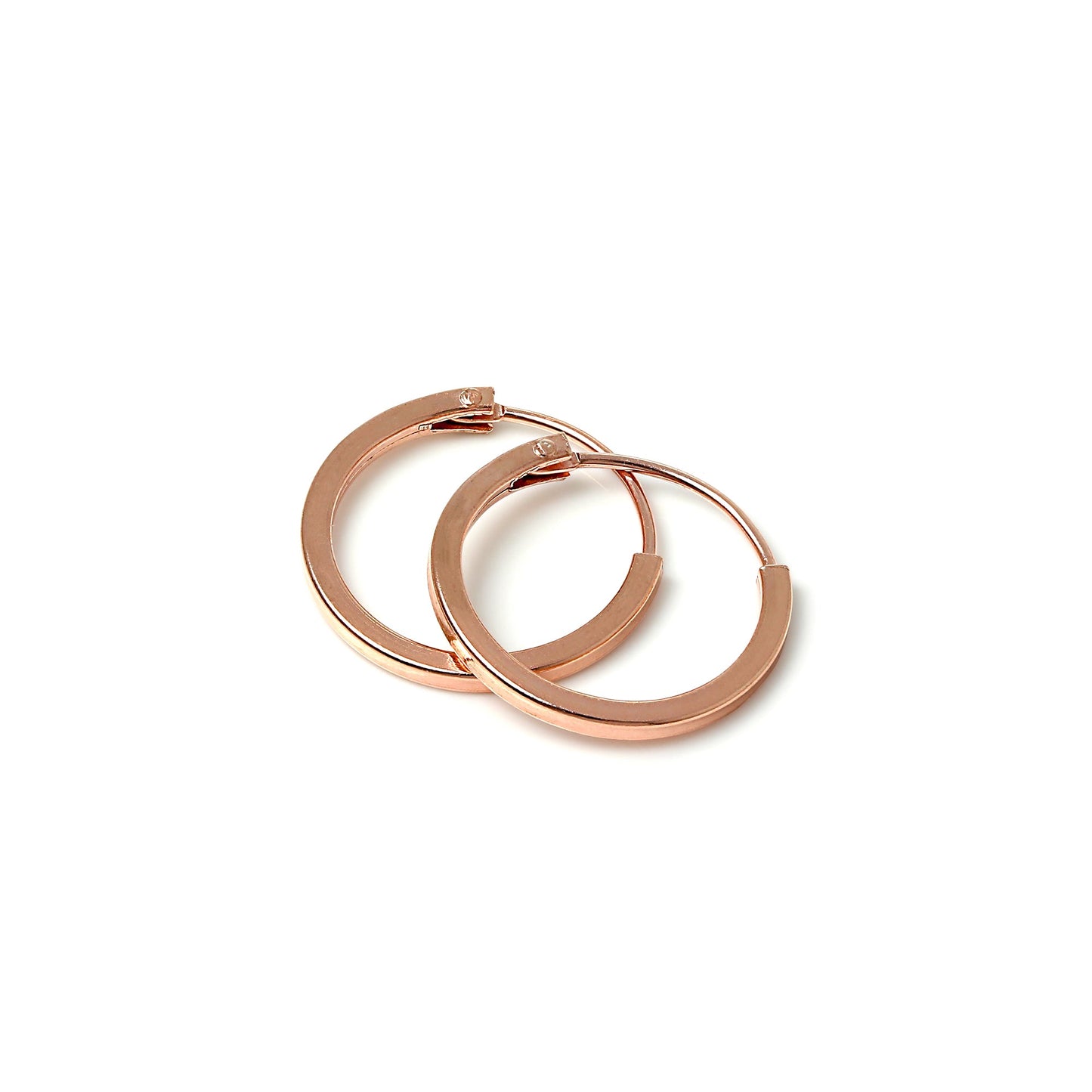 Boucles d'oreilles créoles carrées en argent sterling or rose de 1 mm (12 mm à 40 mm)