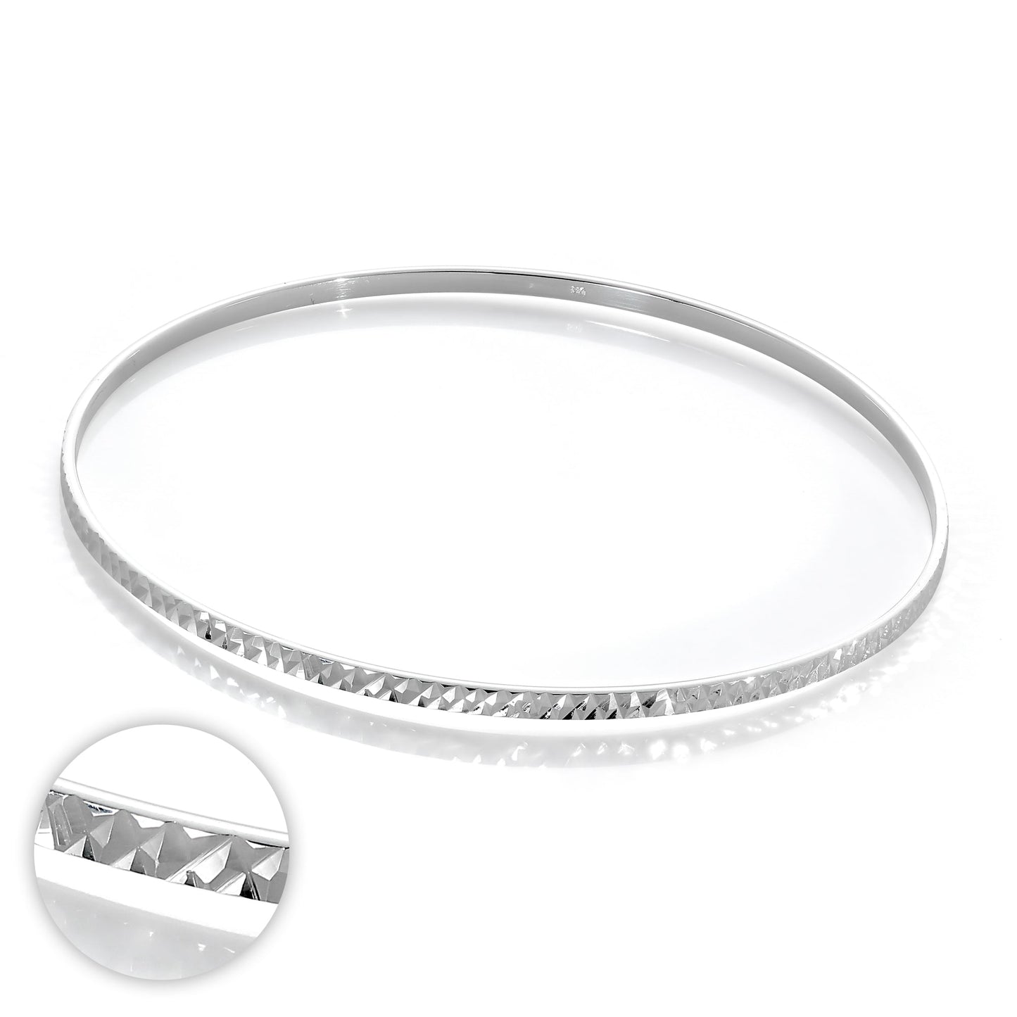 Bracelet jonc empilable en argent sterling taille diamant de 66 mm