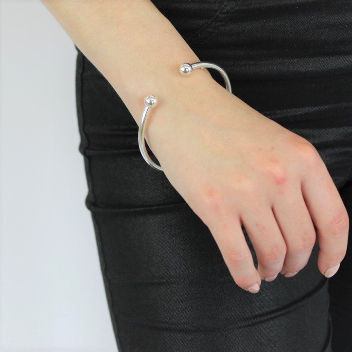 Bracelet jonc creux en argent sterling pour adulte de 65 mm