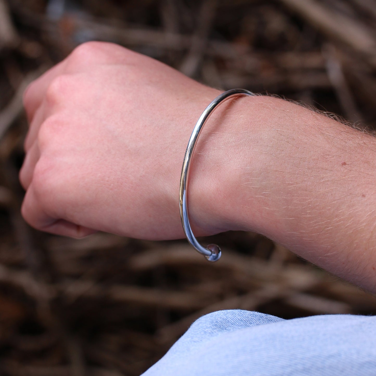 Bracelet jonc creux en argent sterling pour adulte de 65 mm