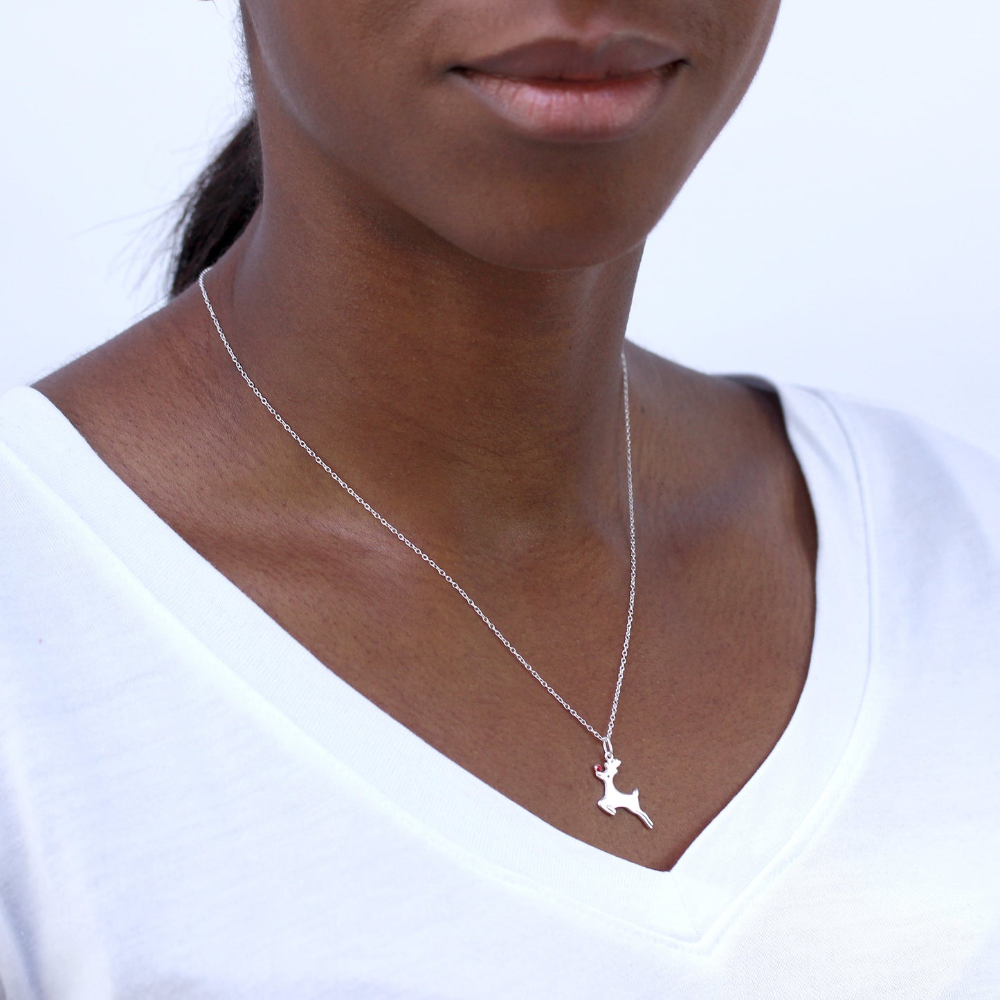 Collier en argent sterling de 45 cm représentant le renne Rudolph