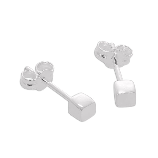 Boucles d'oreilles à tige cubiques en argent sterling de 3 mm