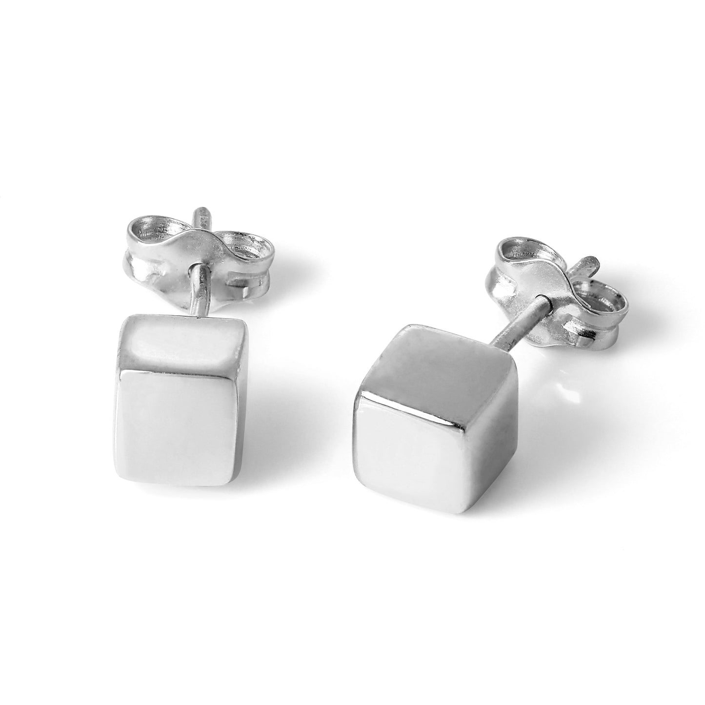 Boucles d'oreilles à tige cubiques en argent sterling de 5 mm