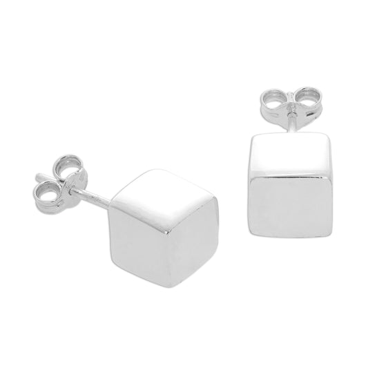 Boucles d'oreilles à tige cubiques en argent sterling de 7 mm
