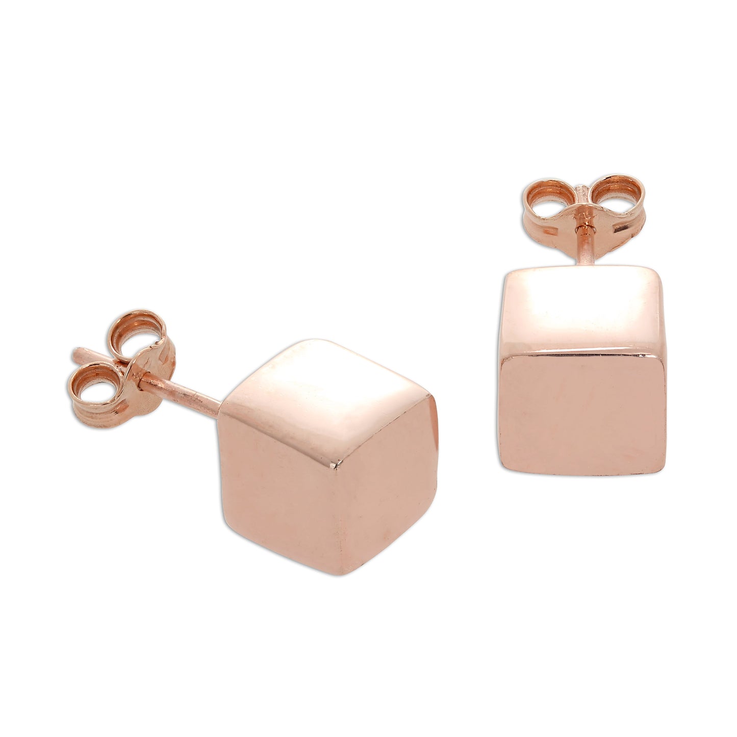 Boucles d'oreilles à tige cubiques en argent sterling plaqué or rose de 7 mm