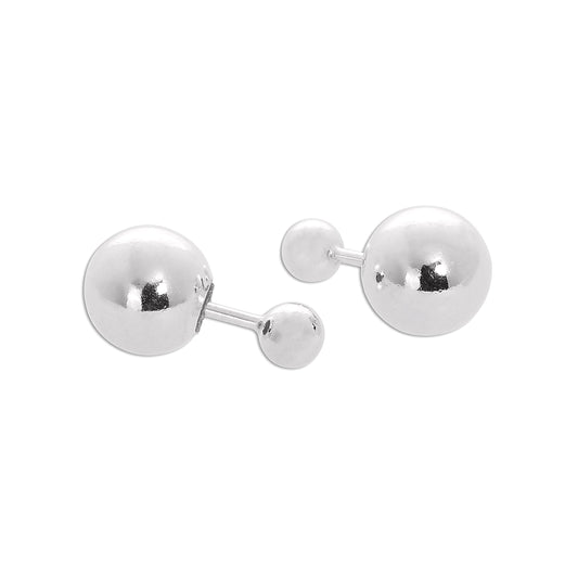 Boucles d'oreilles à tige en argent sterling à double face de 4 mm et 8 mm