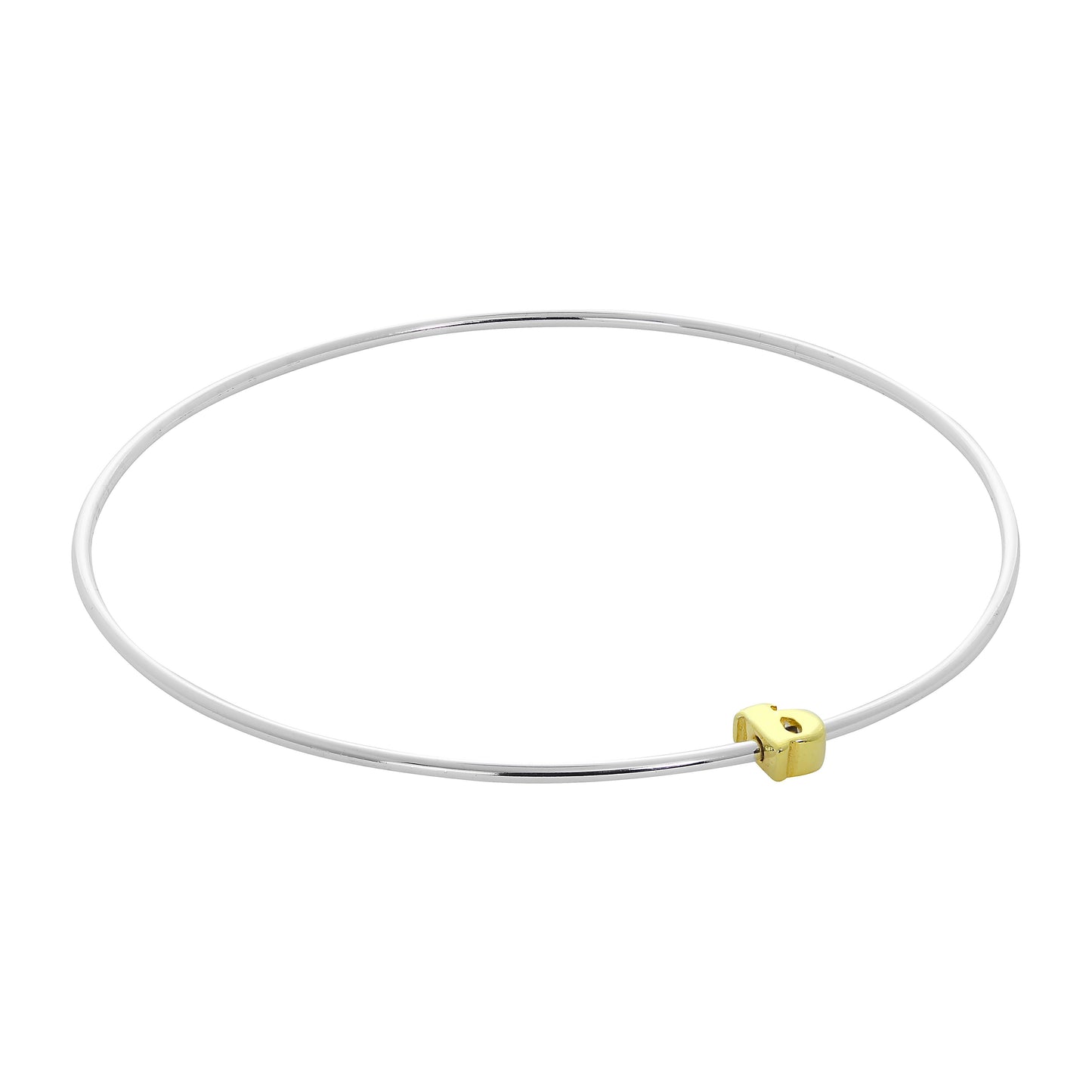Bracelet jonc empilable en argent sterling léger avec perles de lettres A à Z
