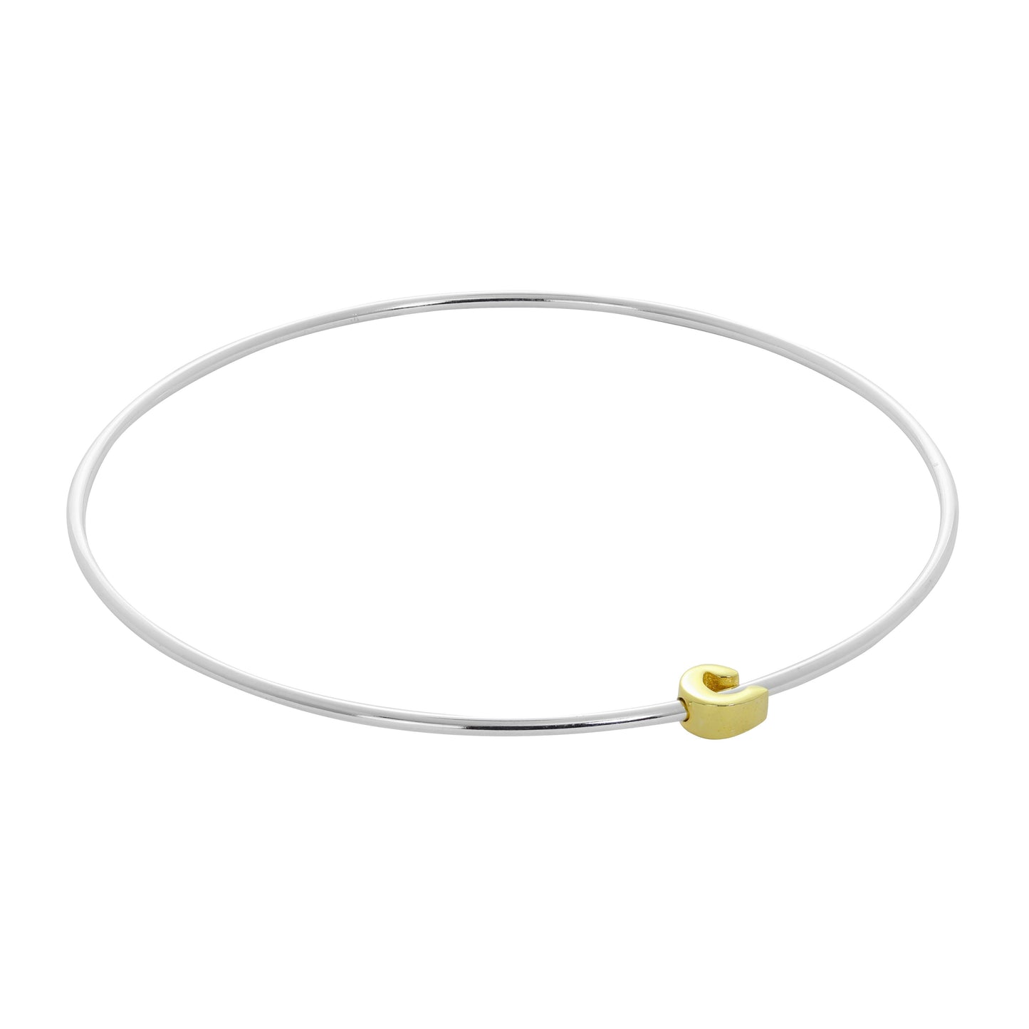 Bracelet jonc empilable en argent sterling léger avec perles de lettres A à Z