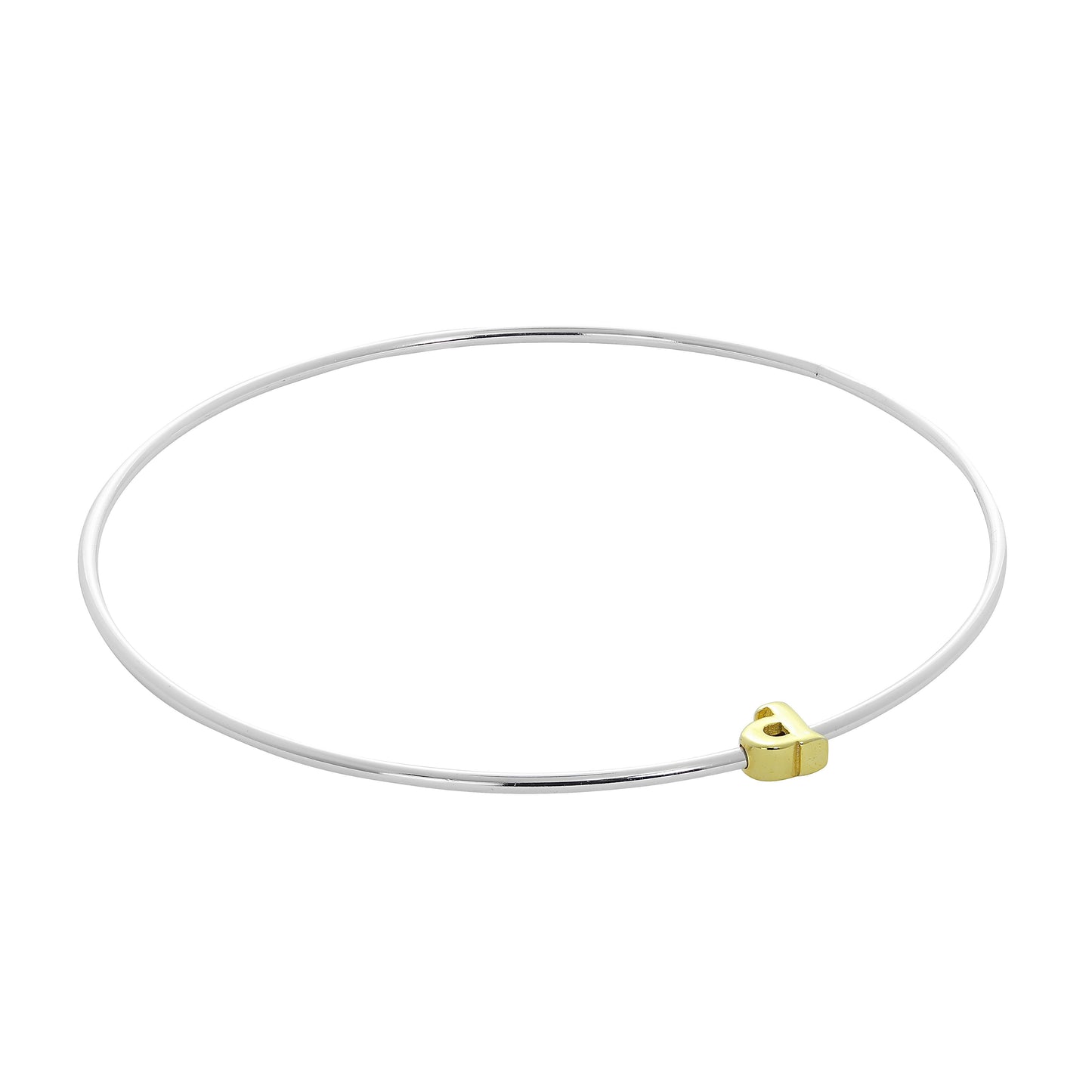 Bracelet jonc empilable en argent sterling léger avec perles de lettres A à Z