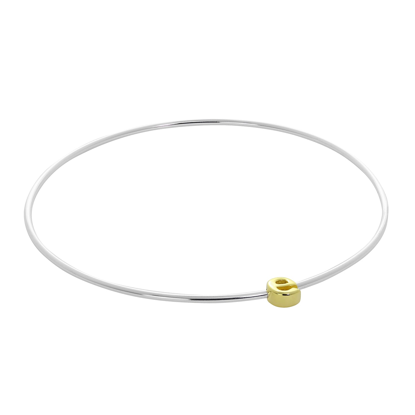 Bracelet jonc empilable en argent sterling léger avec perles de lettres A à Z