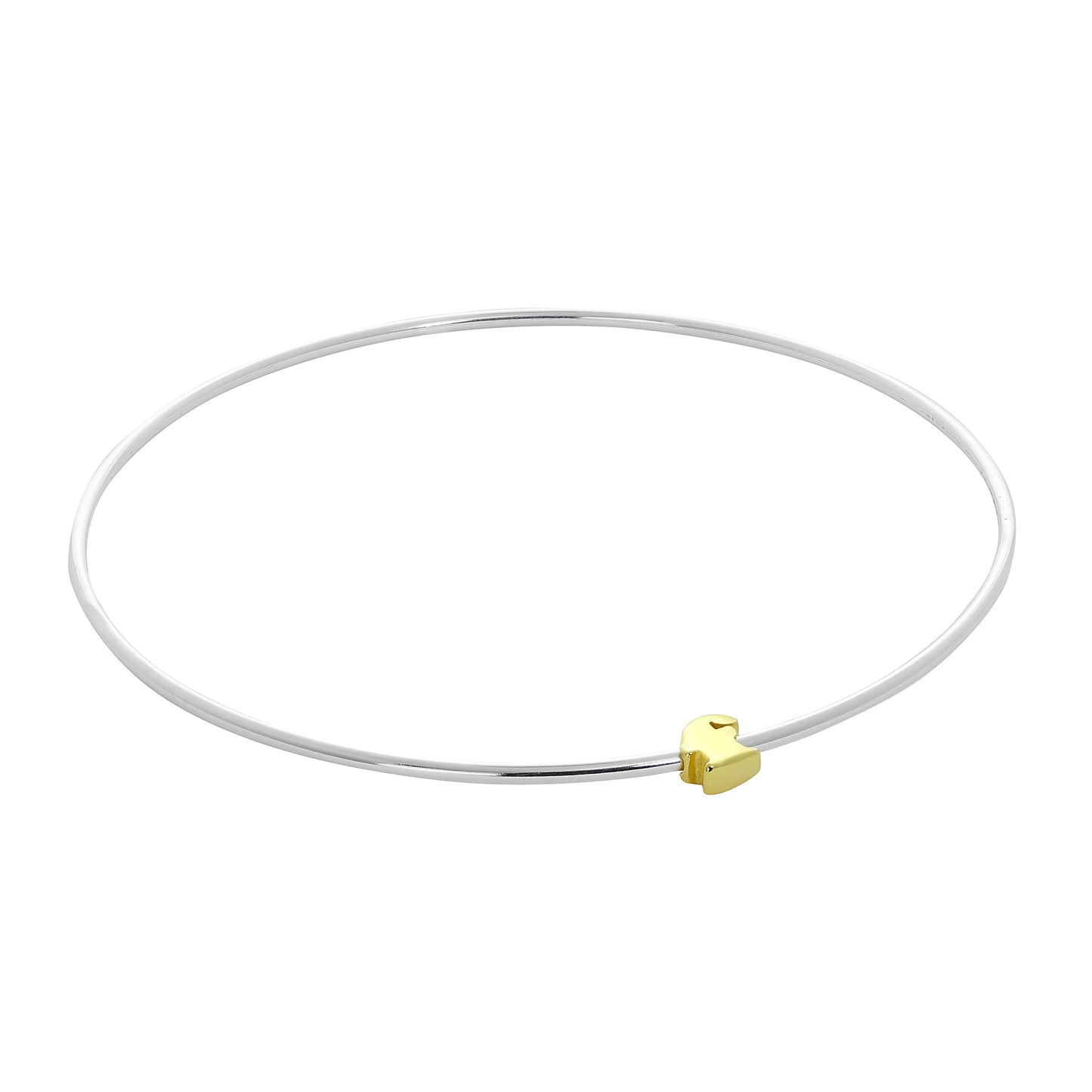 Bracelet jonc empilable en argent sterling léger avec perles de lettres A à Z