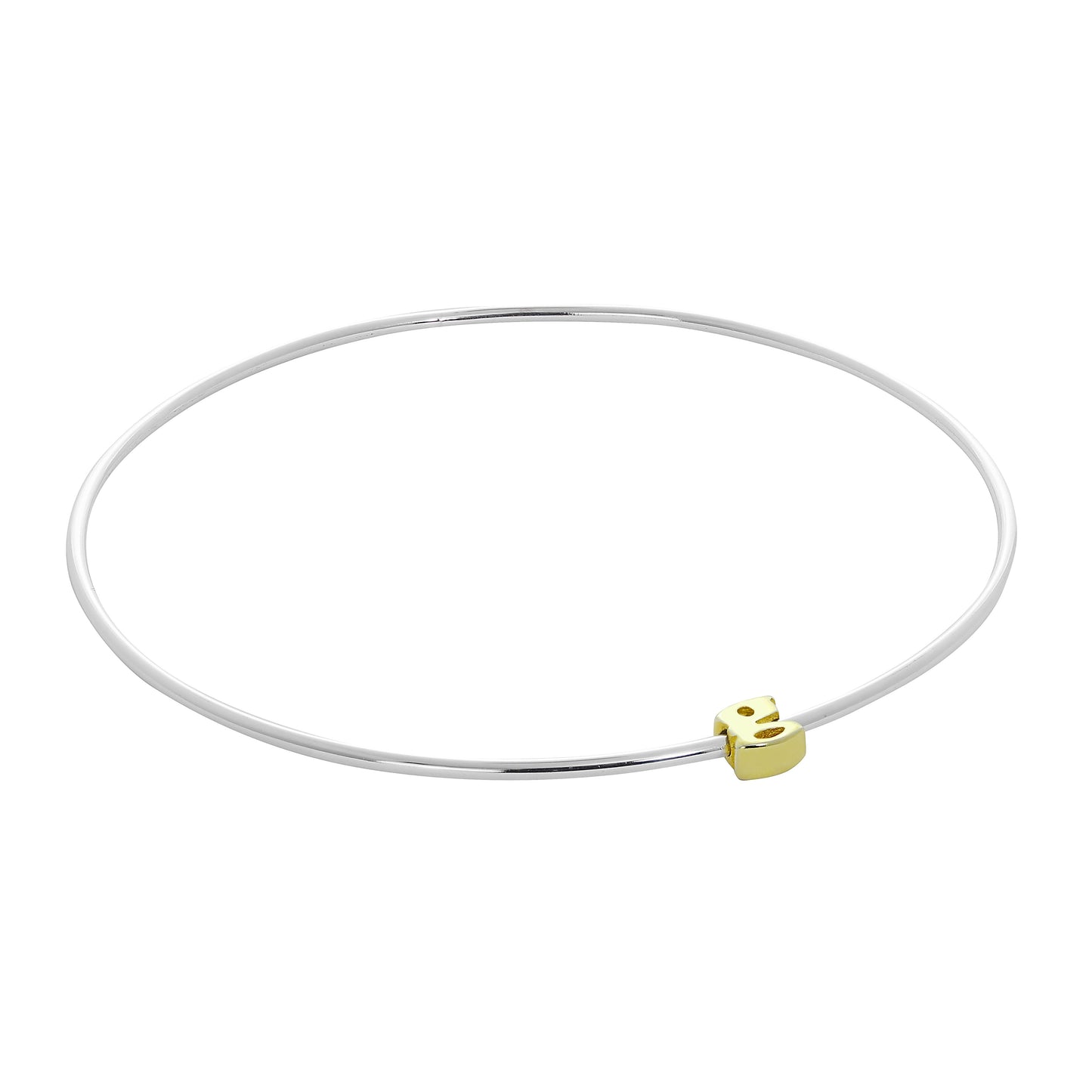 Bracelet jonc empilable en argent sterling léger avec perles de lettres A à Z