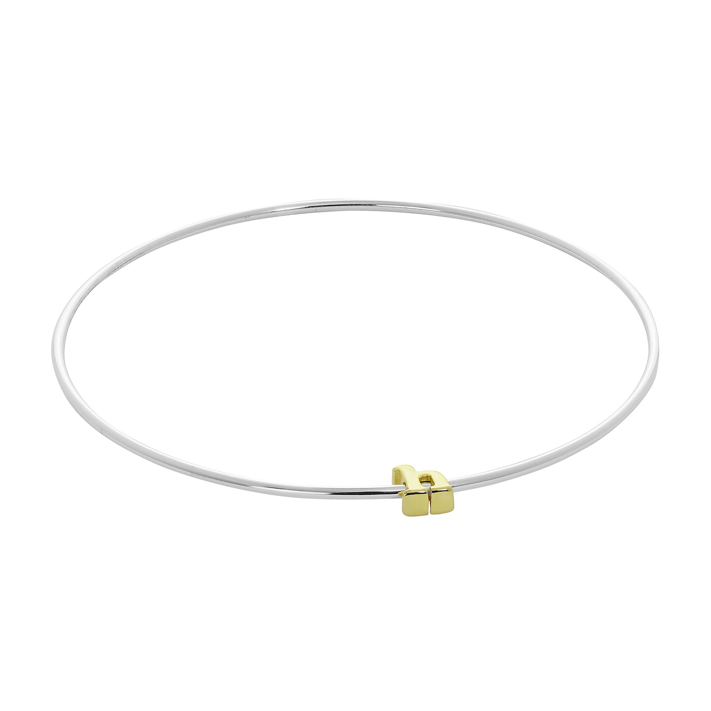 Bracelet jonc empilable en argent sterling léger avec perles de lettres A à Z