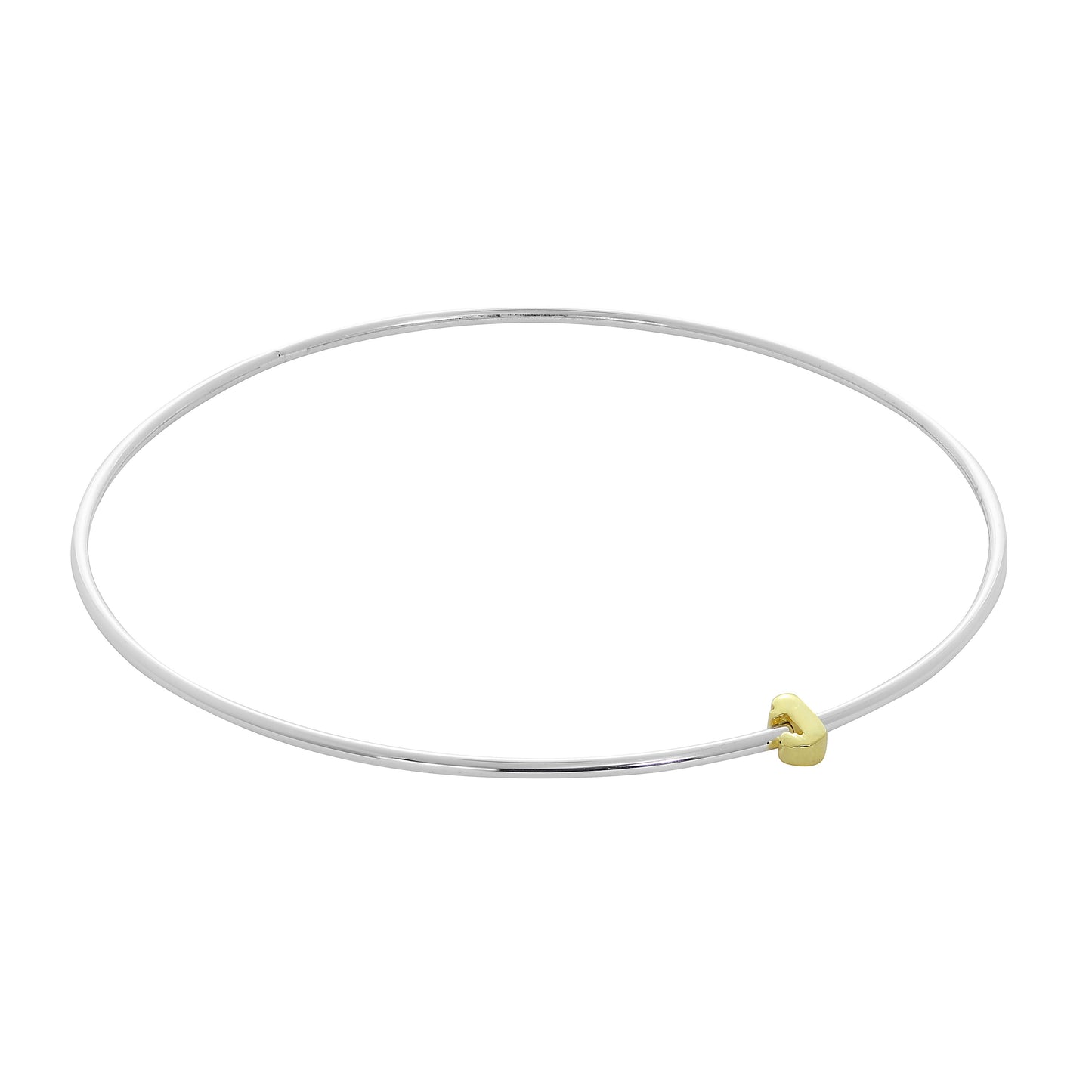 Bracelet jonc empilable en argent sterling léger avec perles de lettres A à Z