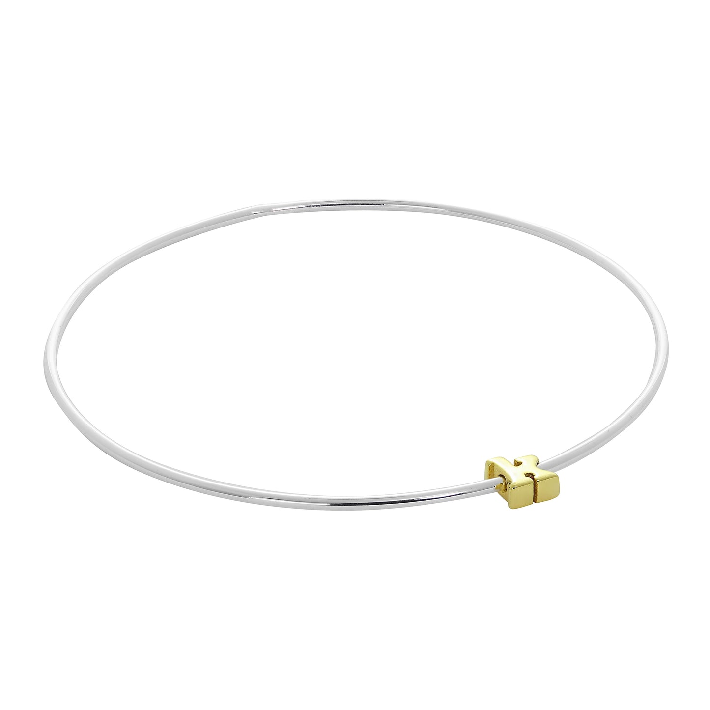 Bracelet jonc empilable en argent sterling léger avec perles de lettres A à Z