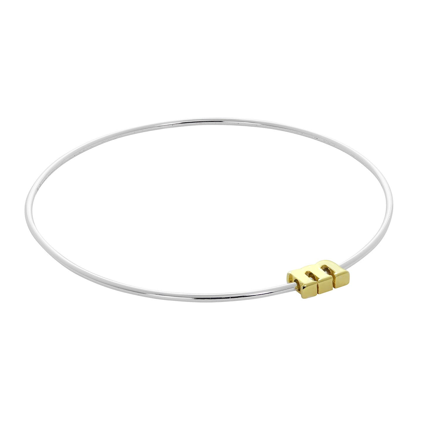 Bracelet jonc empilable en argent sterling léger avec perles de lettres A à Z
