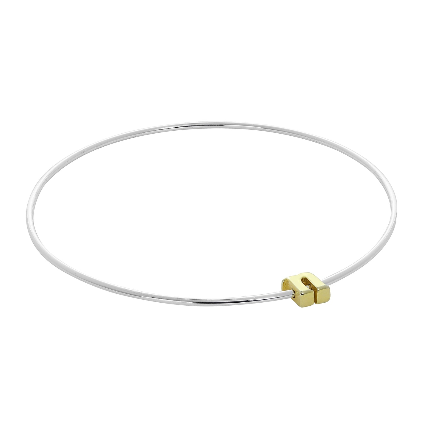 Bracelet jonc empilable en argent sterling léger avec perles de lettres A à Z