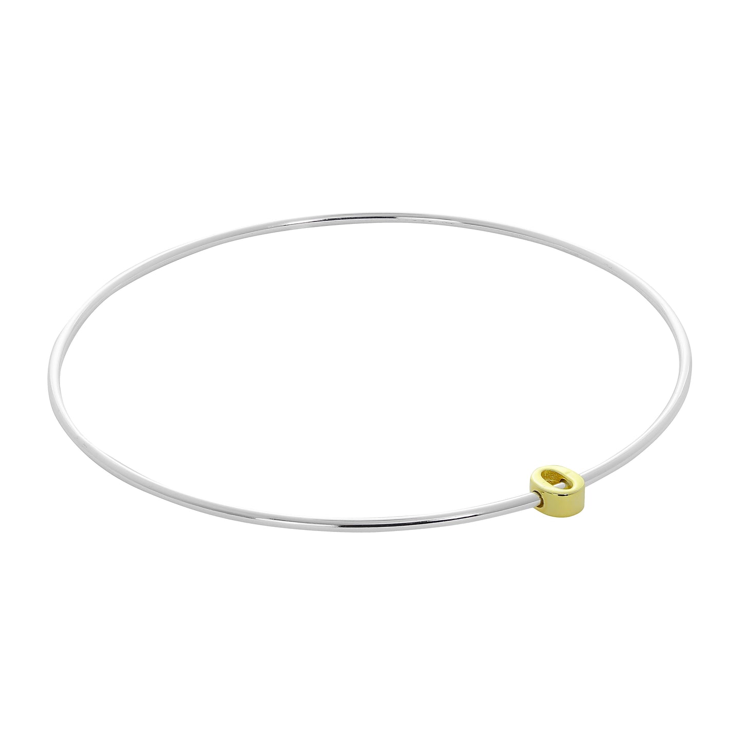 Bracelet jonc empilable en argent sterling léger avec perles de lettres A à Z