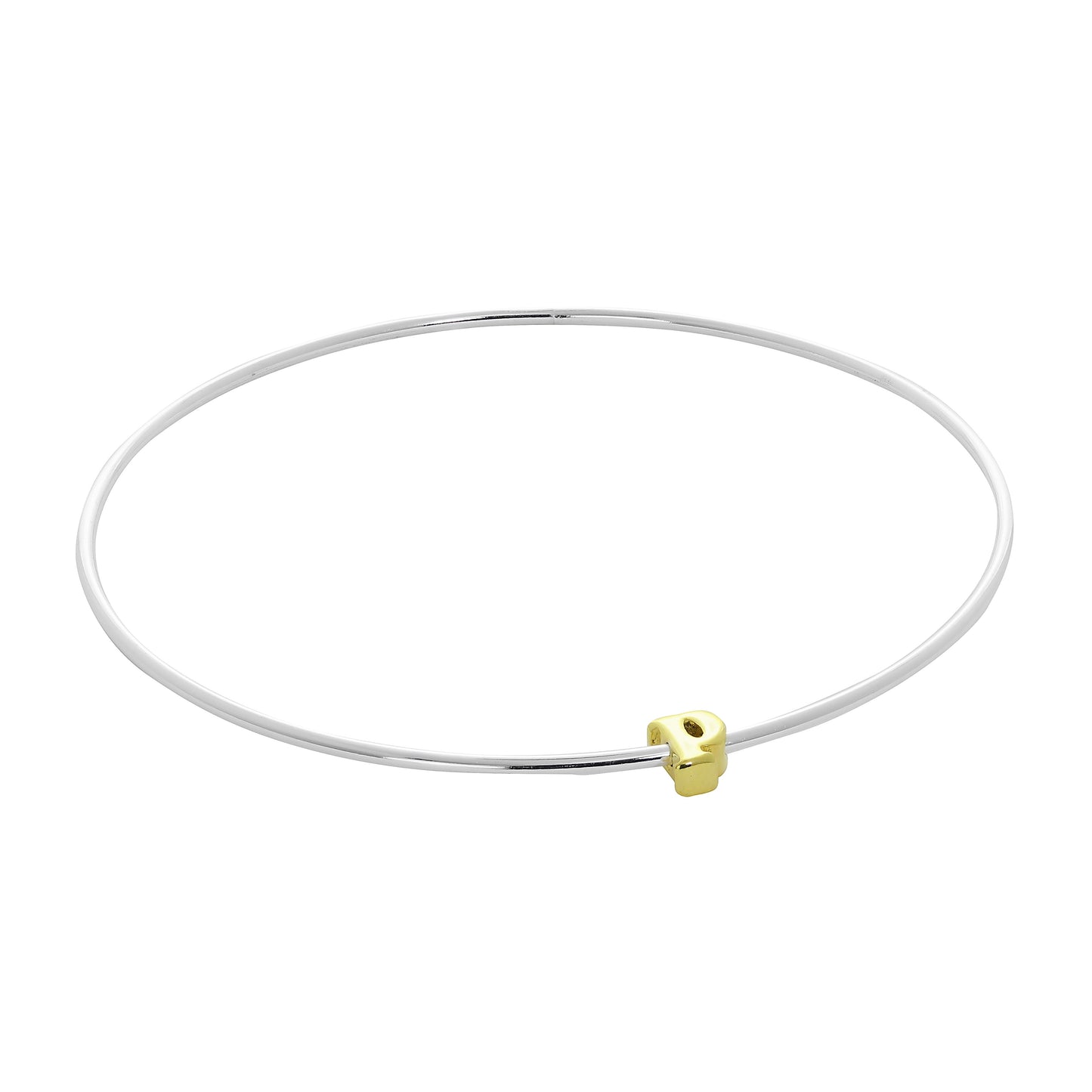 Bracelet jonc empilable en argent sterling léger avec perles de lettres A à Z