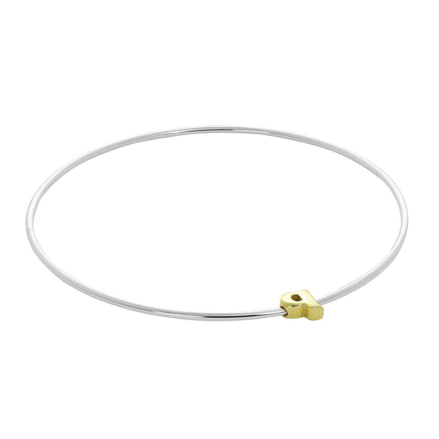 Bracelet jonc empilable en argent sterling léger avec perles de lettres A à Z