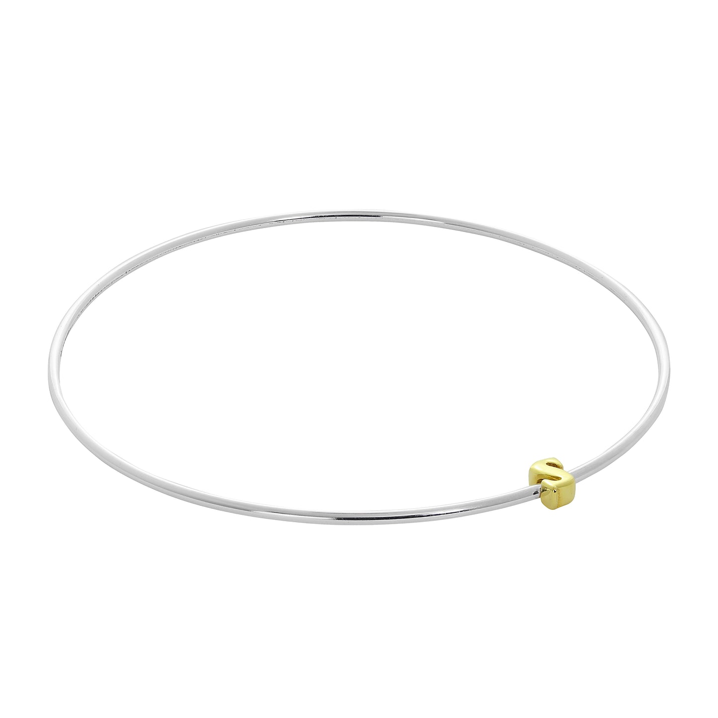 Bracelet jonc empilable en argent sterling léger avec perles de lettres A à Z