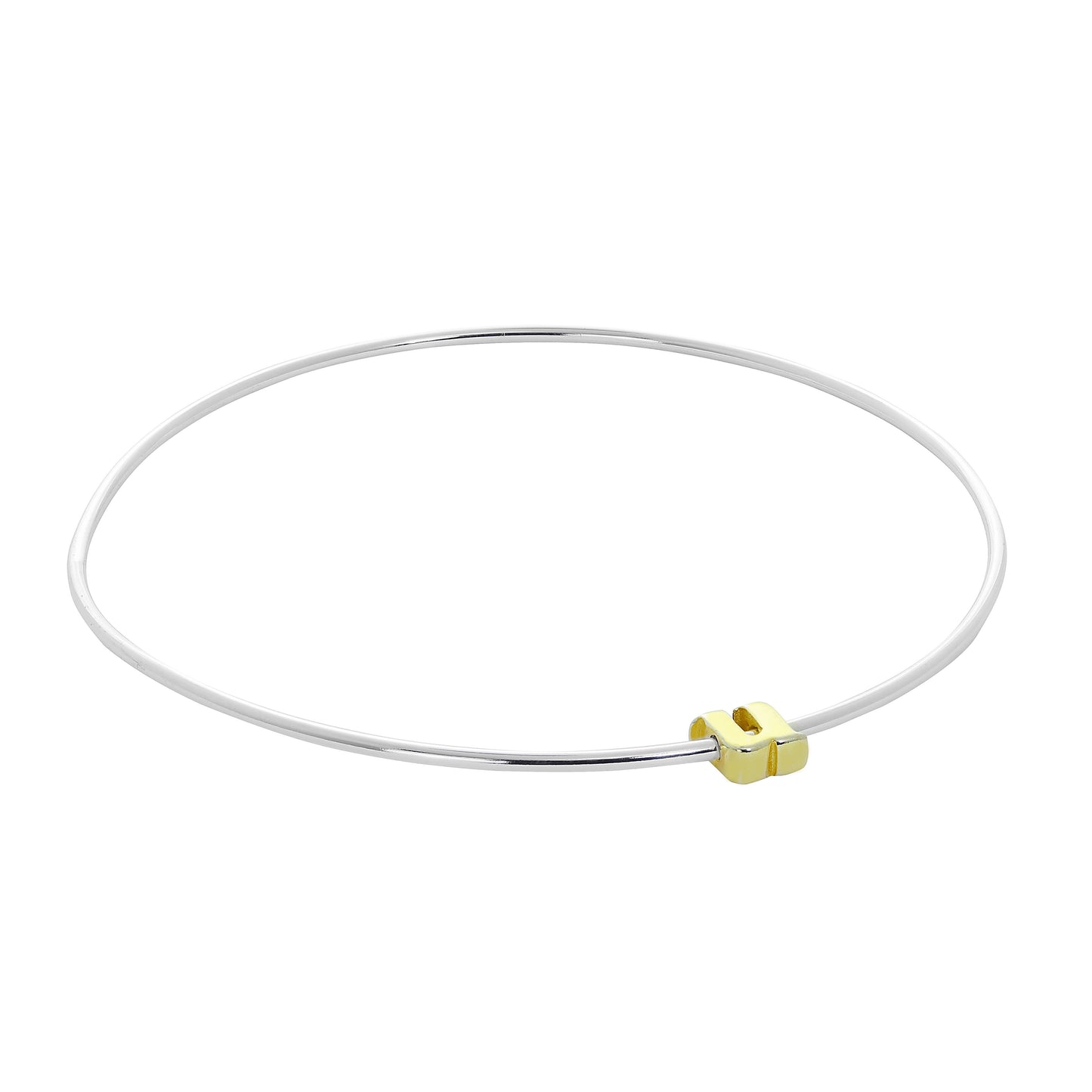 Bracelet jonc empilable en argent sterling léger avec perles de lettres A à Z