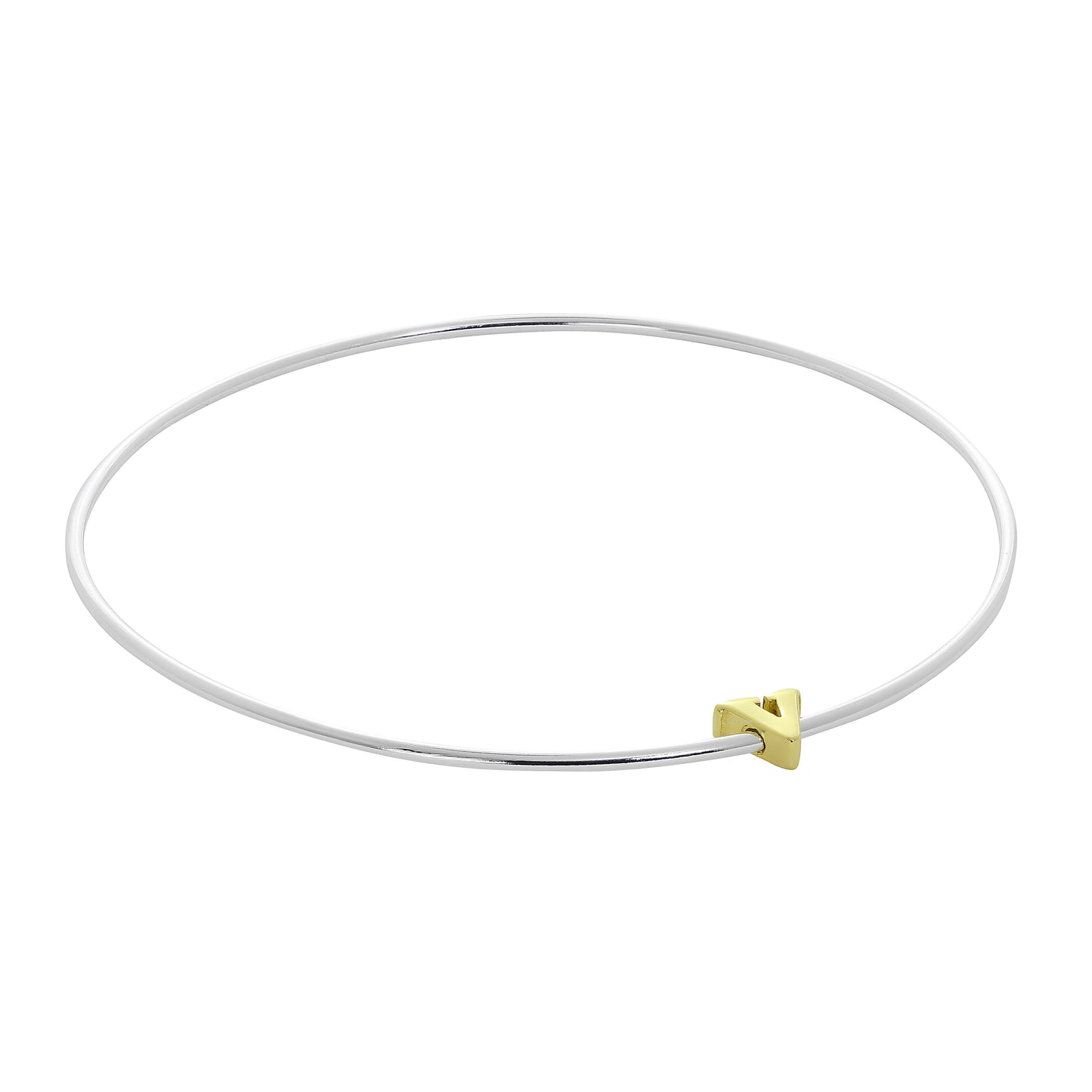 Bracelet jonc empilable en argent sterling léger avec perles de lettres A à Z
