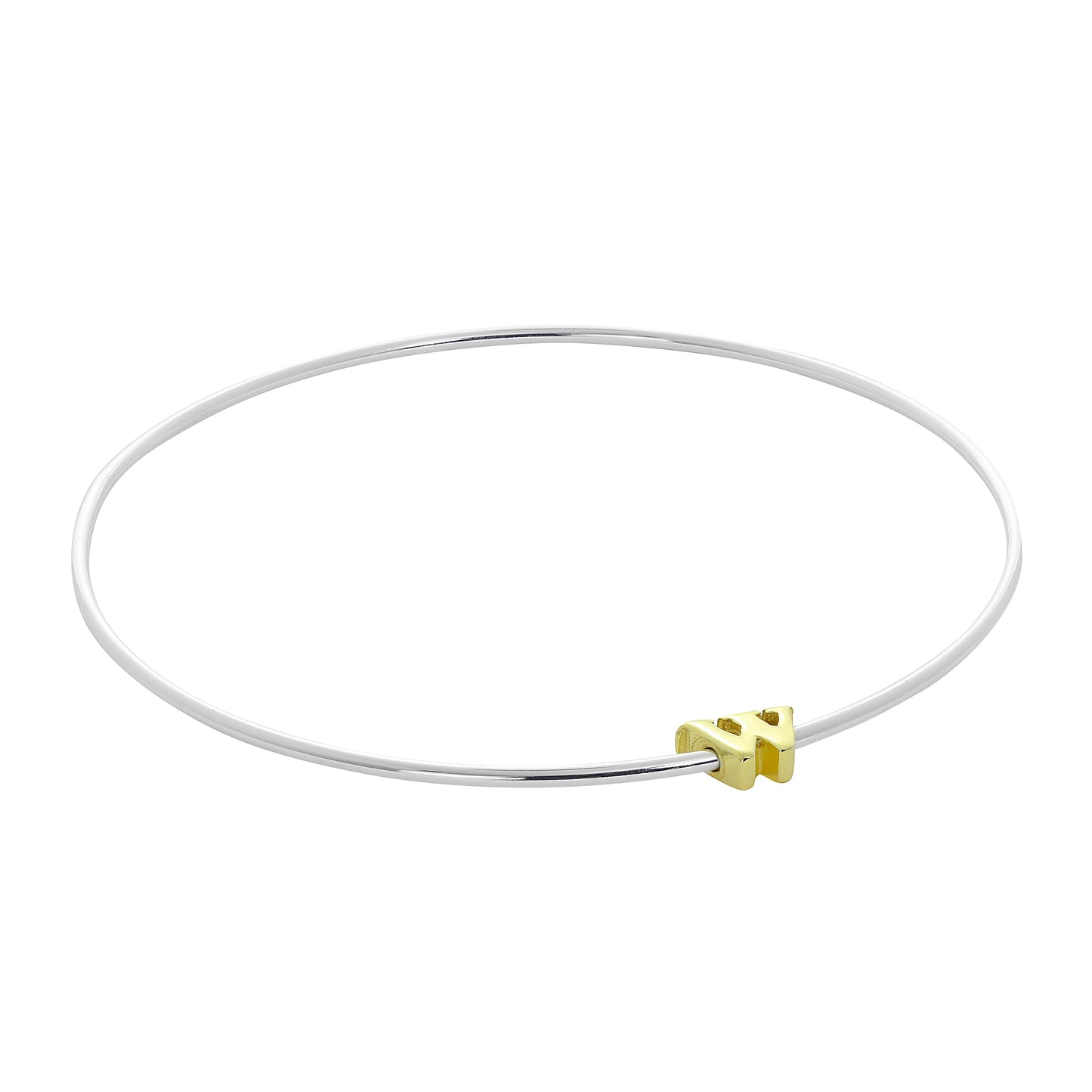 Bracelet jonc empilable en argent sterling léger avec perles de lettres A à Z