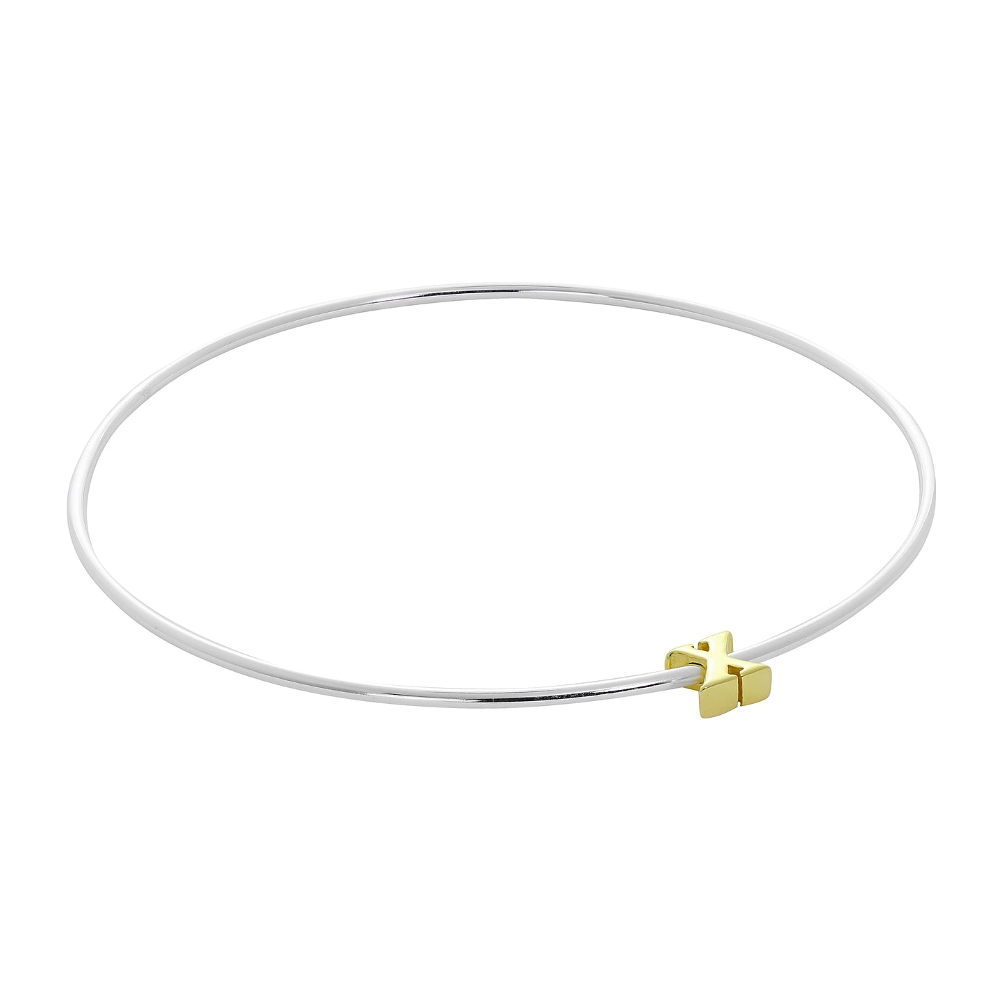 Bracelet jonc empilable en argent sterling léger avec perles de lettres A à Z