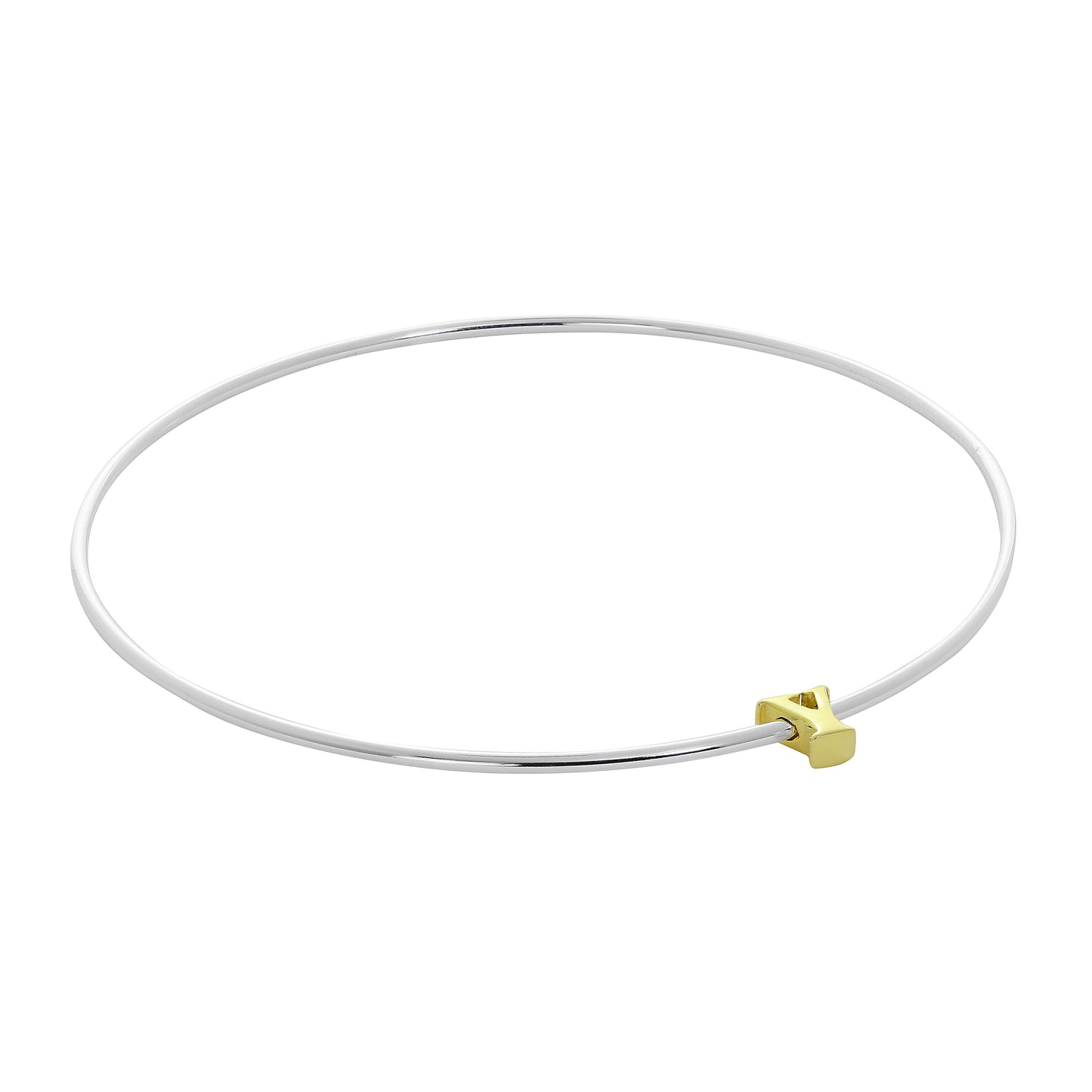 Bracelet jonc empilable en argent sterling léger avec perles de lettres A à Z