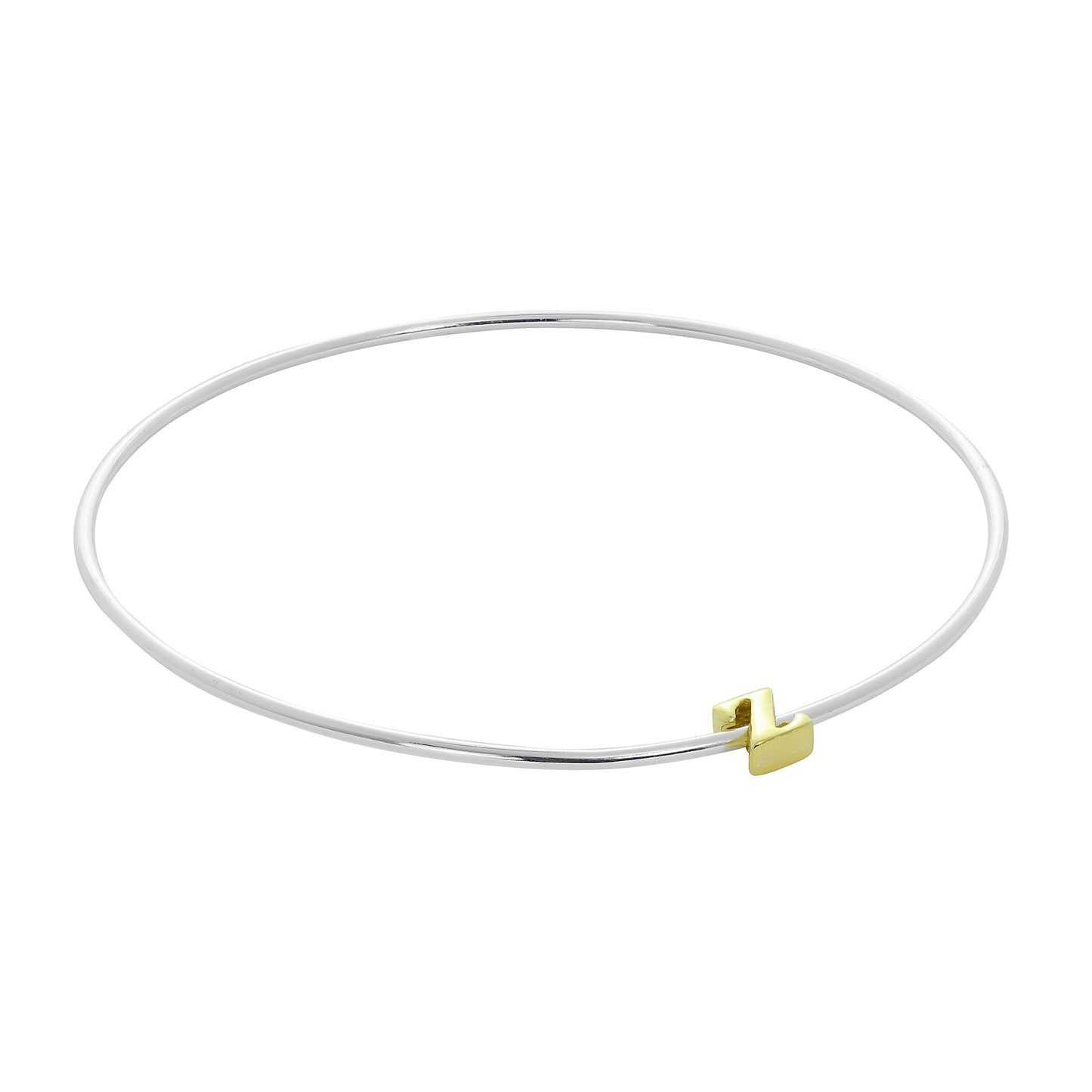 Bracelet jonc empilable en argent sterling léger avec perles de lettres A à Z