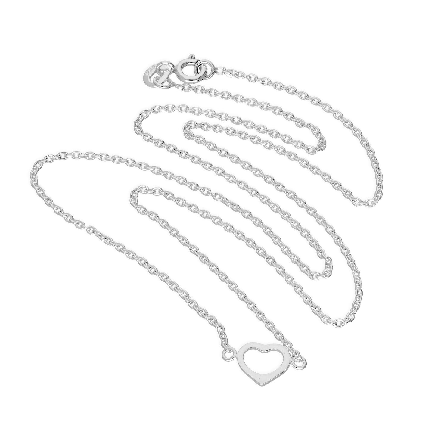 Collier cœur ouvert en argent sterling sur chaîne de 45 cm