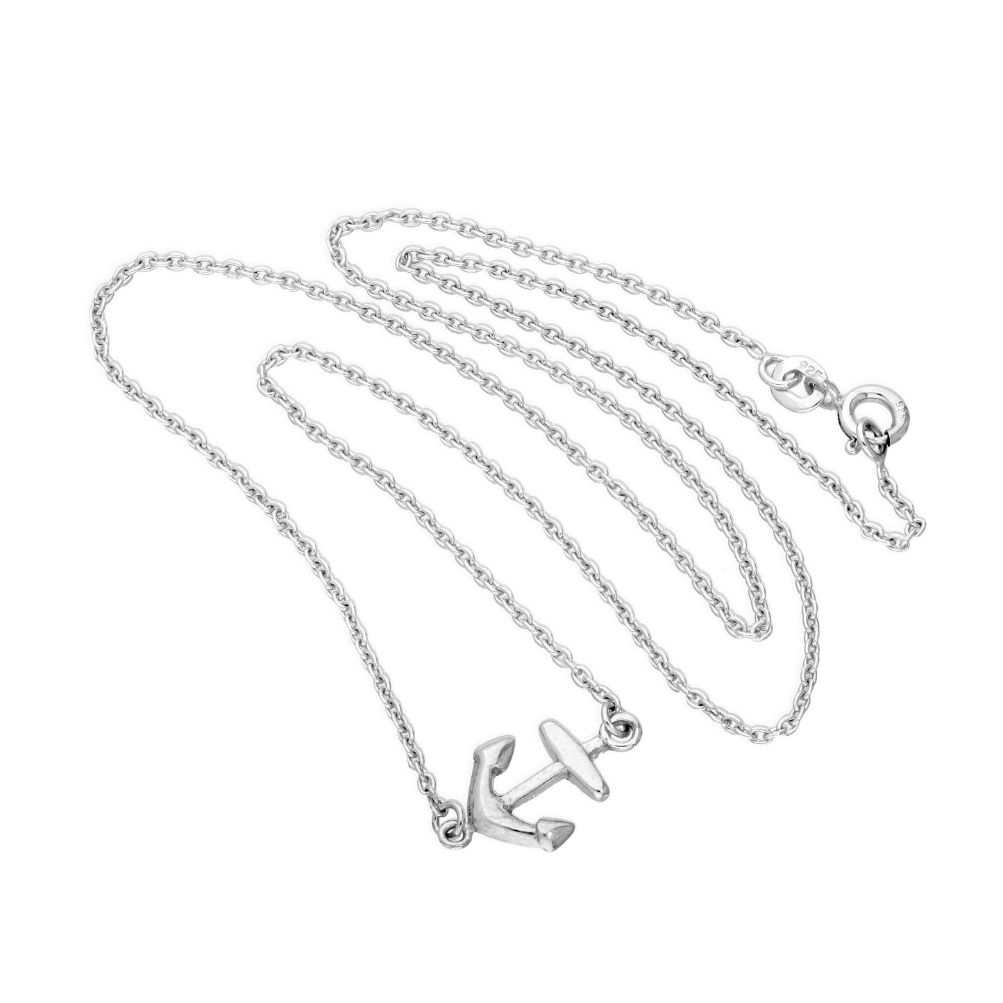 Collier ancre de navire en argent sterling sur chaîne de 45 cm